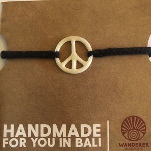 Wanderer Bracelets - Peace Sign, Black, Button